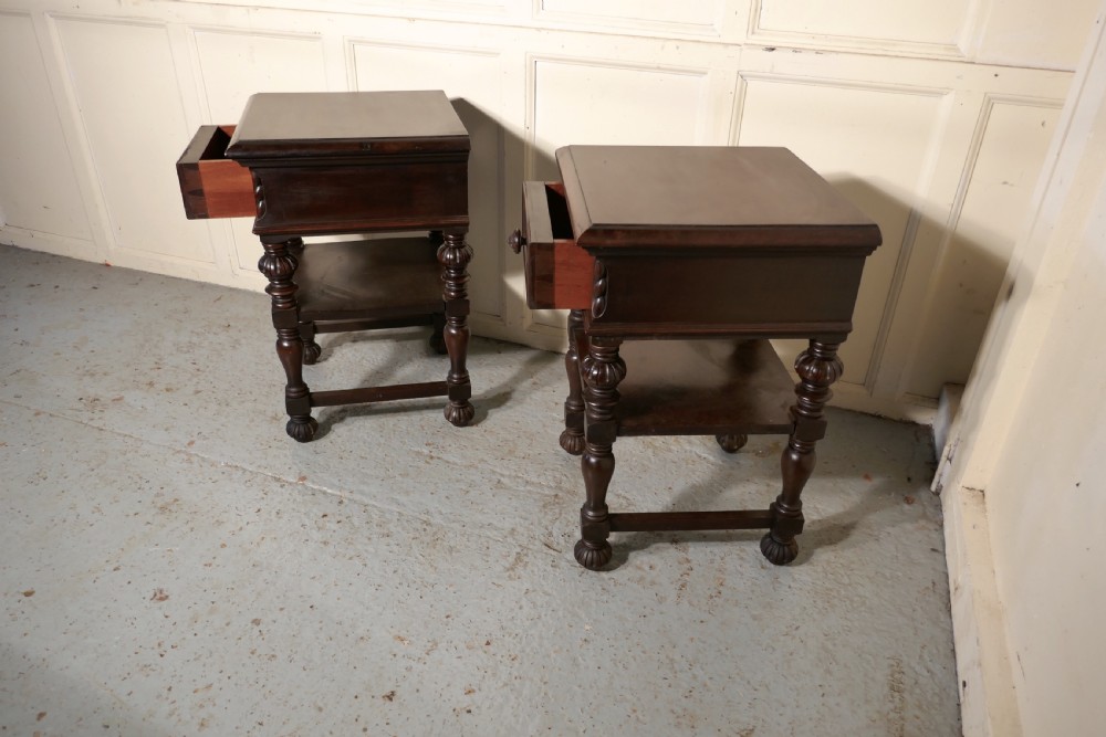 Pair of Gothic Carved Walnut Bedside Cupboards   View III
