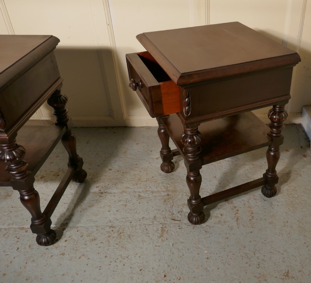 Pair of Gothic Carved Walnut Bedside Cupboards   View V