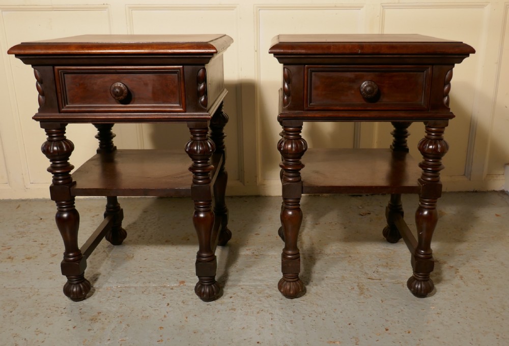 Pair of Gothic Carved Walnut Bedside Cupboards   View VII