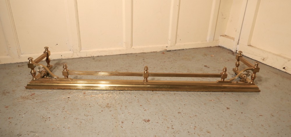 Large Victorian Art Nouveau Brass Fender View IV