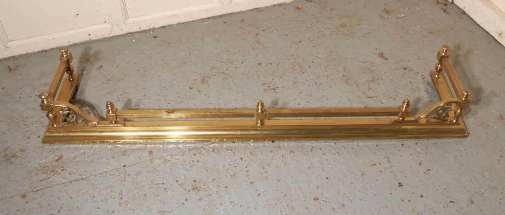 Large Victorian Art Nouveau Brass Fender View V