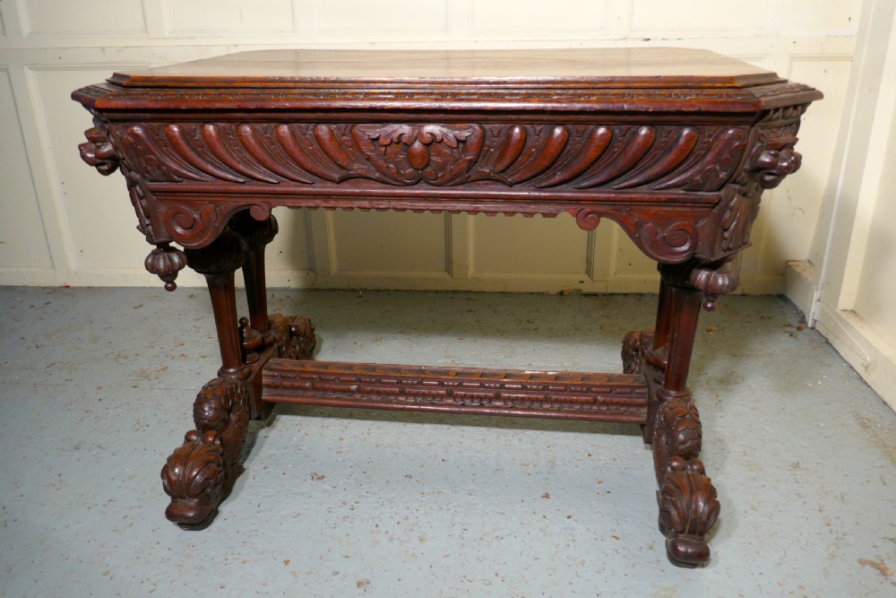 An Early 19th Century Green Man Carved Oak Hall or Centre Table View XI