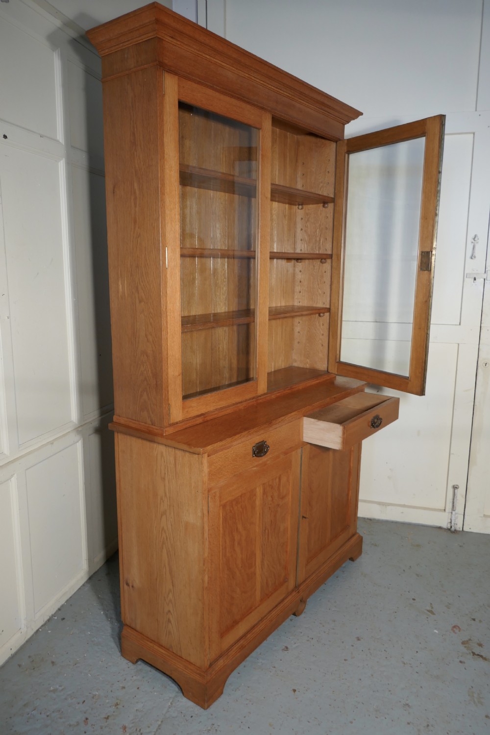 Arts and Crafts Golden Oak Bookcase by Heals  View III