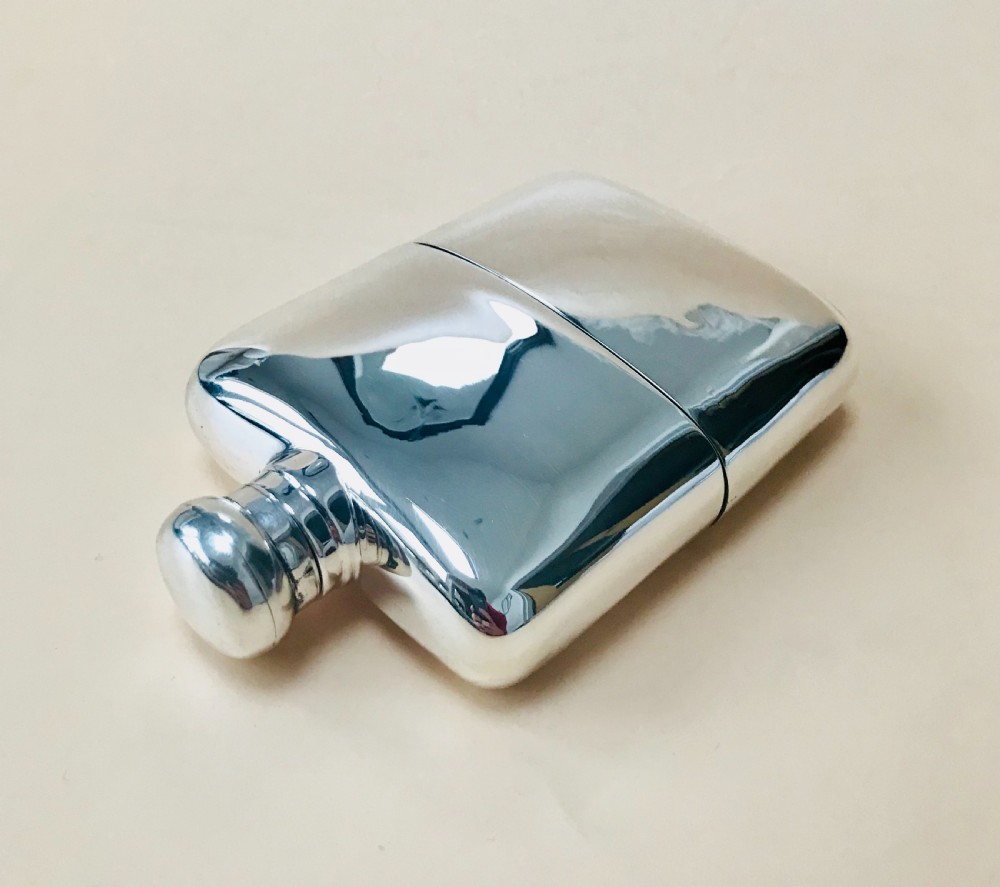 A Solid Silver Hall Marked Hip Flask and Cup 1904 View V
