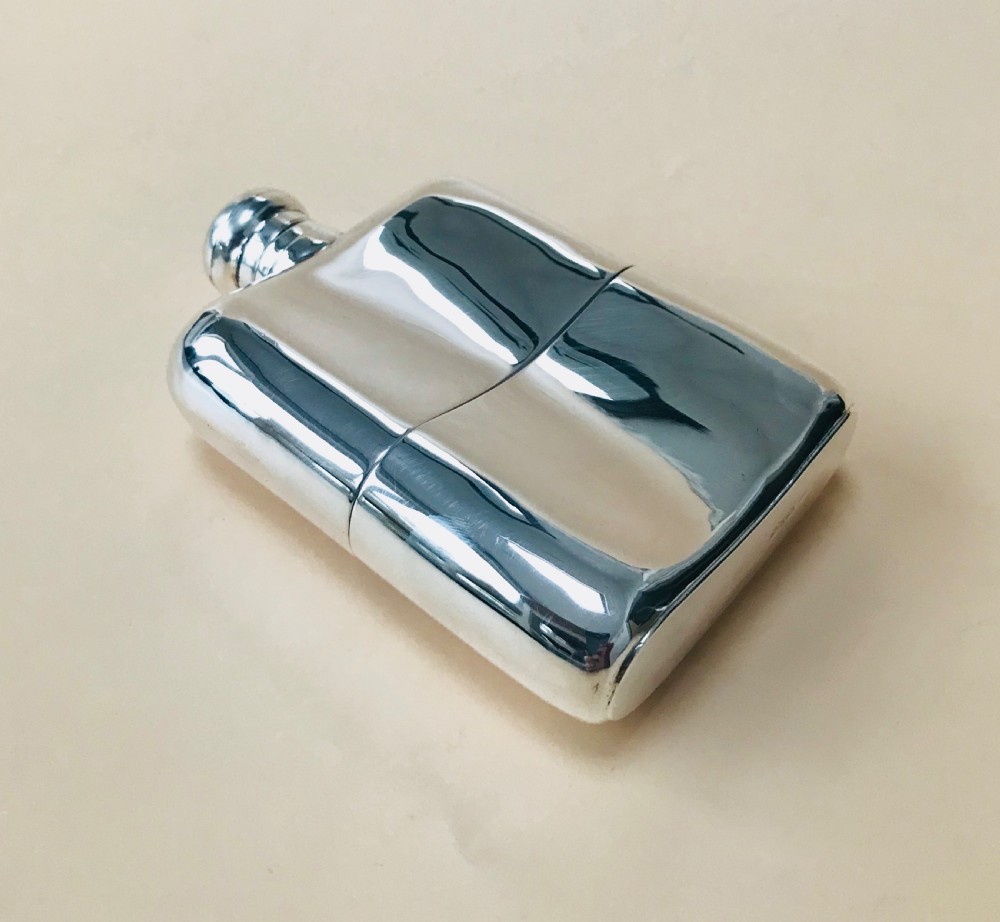 A Solid Silver Hall Marked Hip Flask and Cup 1904 View VIII