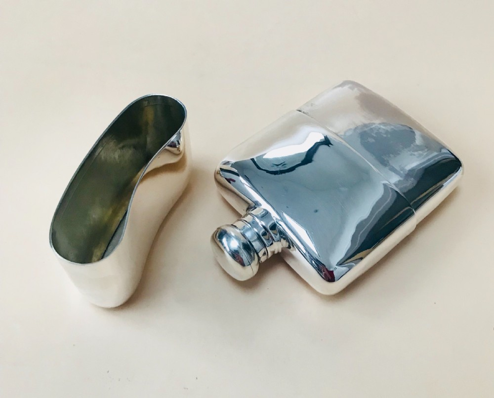 A Solid Silver Hall Marked Hip Flask and Cup 1904 View X