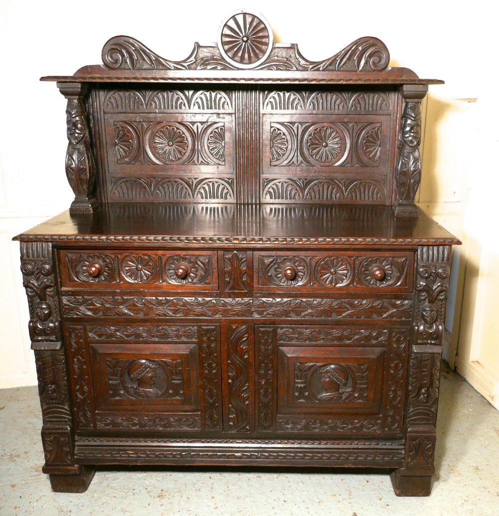 Early 18th Century Celtic Carved Oak Sideboard