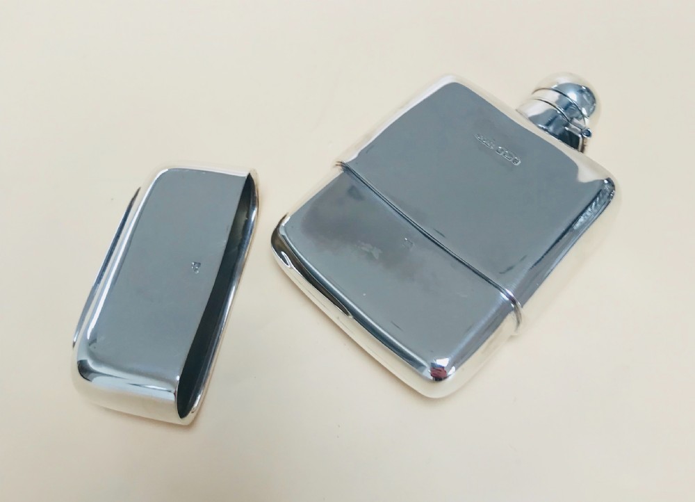 A Solid Silver Hall Marked Hip Flask and Cup 1901 View II