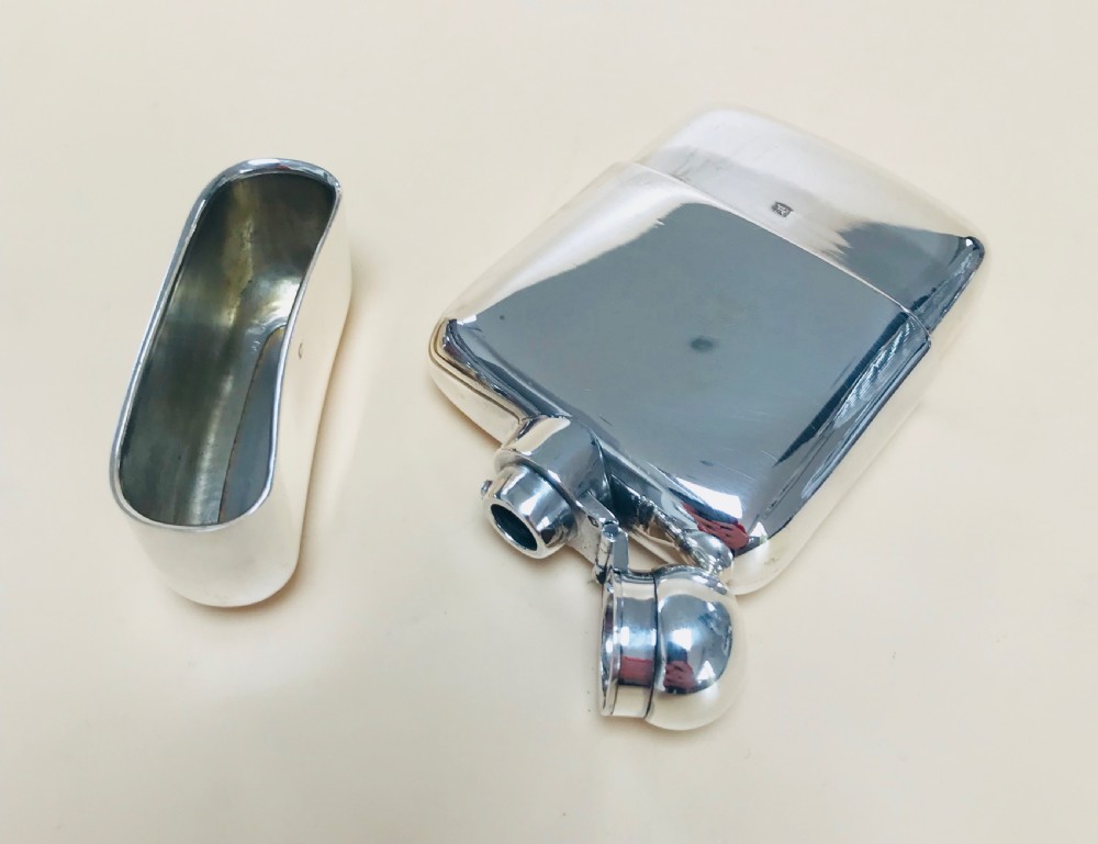 A Solid Silver Hall Marked Hip Flask and Cup 1901 View III