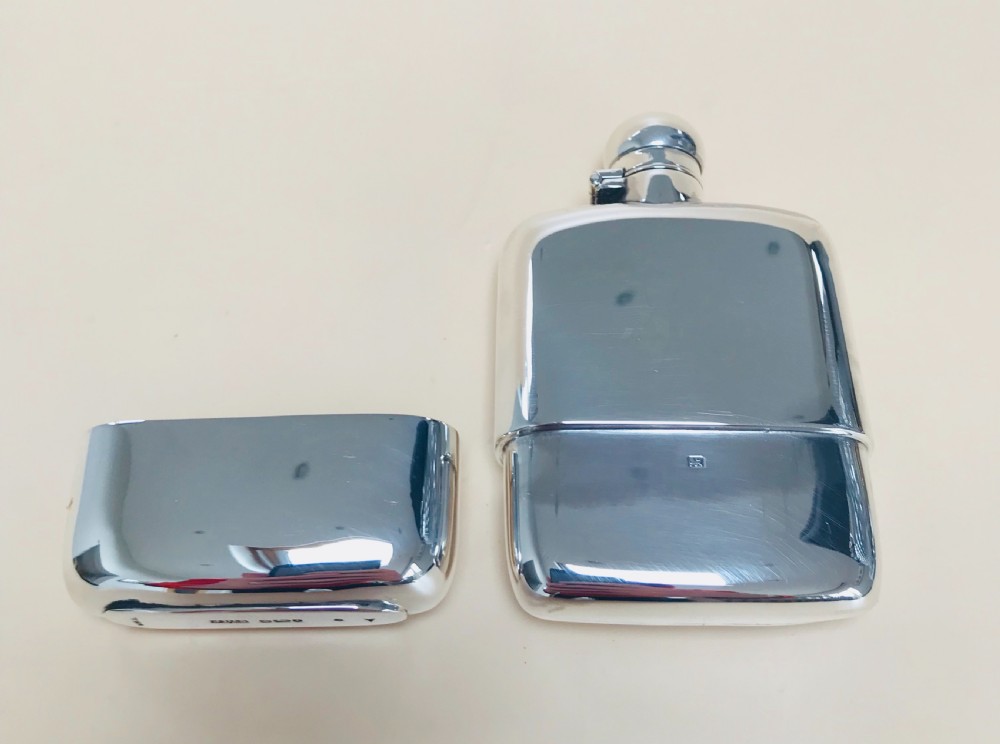 A Solid Silver Hall Marked Hip Flask and Cup 1901 View IV