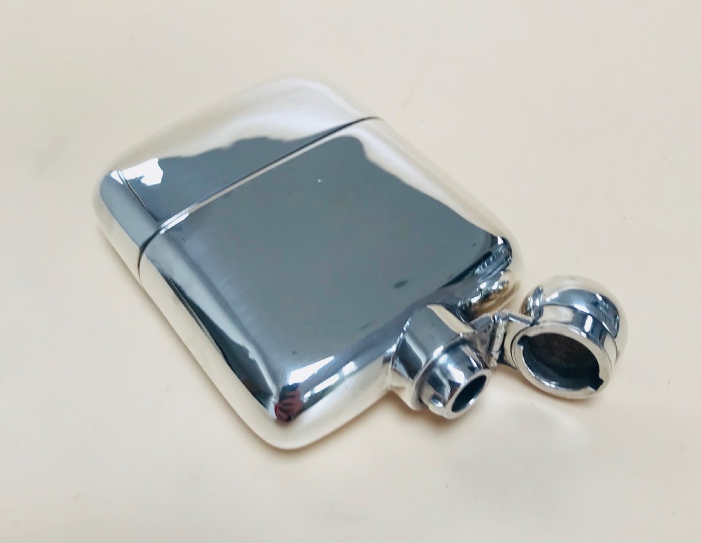 A Solid Silver Hall Marked Hip Flask and Cup 1901 View V