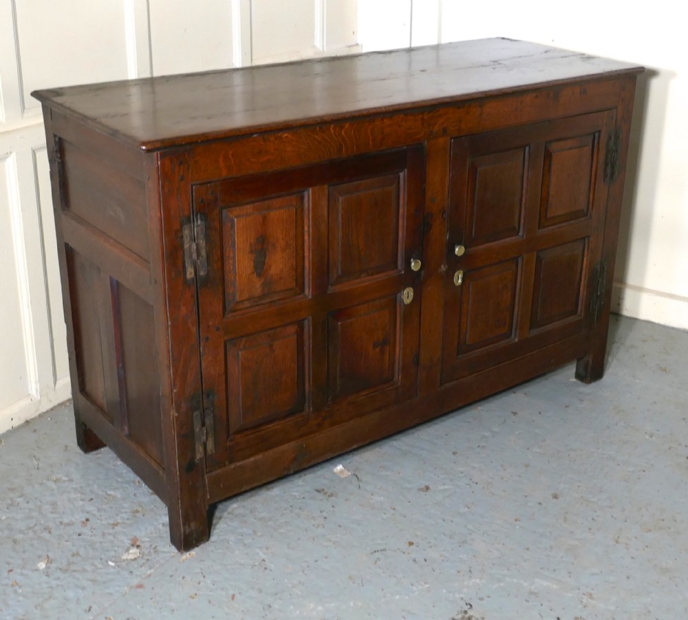 A 17th Century Rustic Oak Dresser Base Cupboard