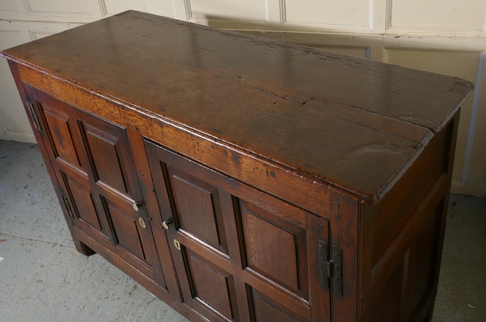 A 17th Century Rustic Oak Dresser Base Cupboard View IX