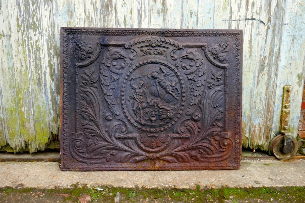 Large Heavy 17th Century Louis XIV French Cast Iron Fire Back  View X
