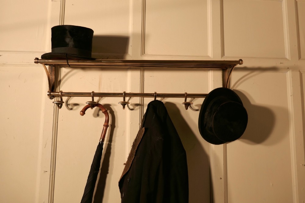 French Art Deco Brass Hat and Coat Rack, Railway Train Style View II