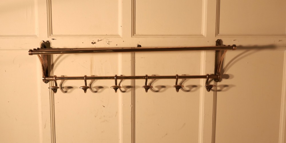 French Art Deco Brass Hat and Coat Rack, Railway Train Style View VI