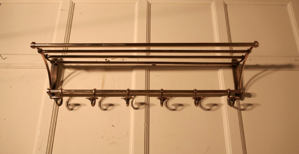 French Art Deco Brass Hat and Coat Rack, Railway Train Style View VII