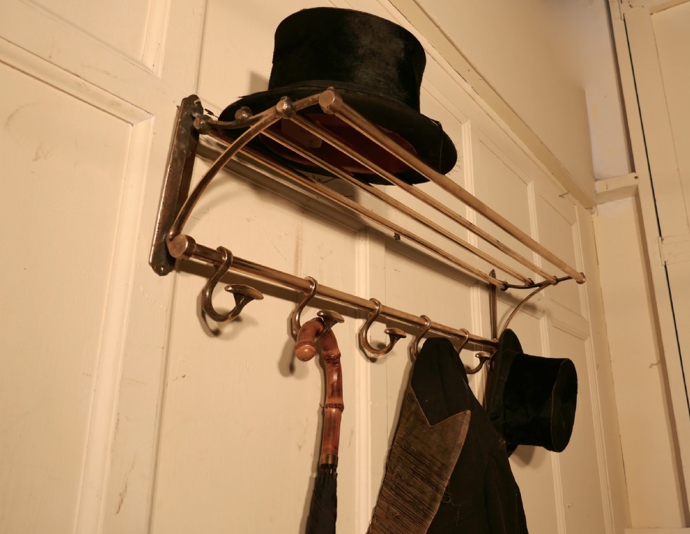 French Art Deco Brass Hat and Coat Rack, Railway Train Style View VIII