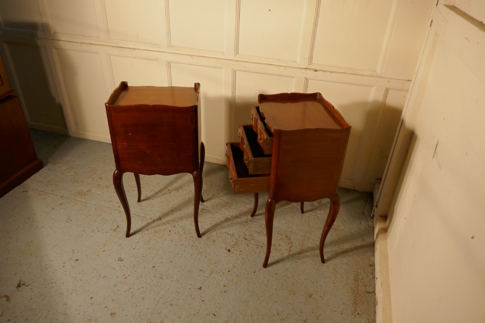 Pair of French Walnut and Ormolu Bedside Cabinets with Drawers View II