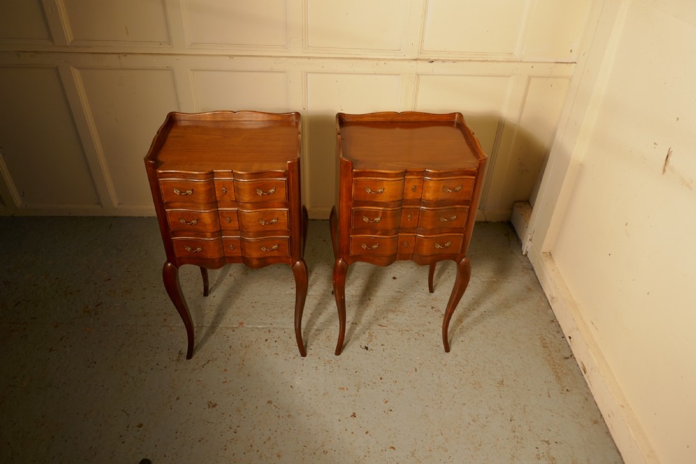 Pair of French Walnut and Ormolu Bedside Cabinets with Drawers View V