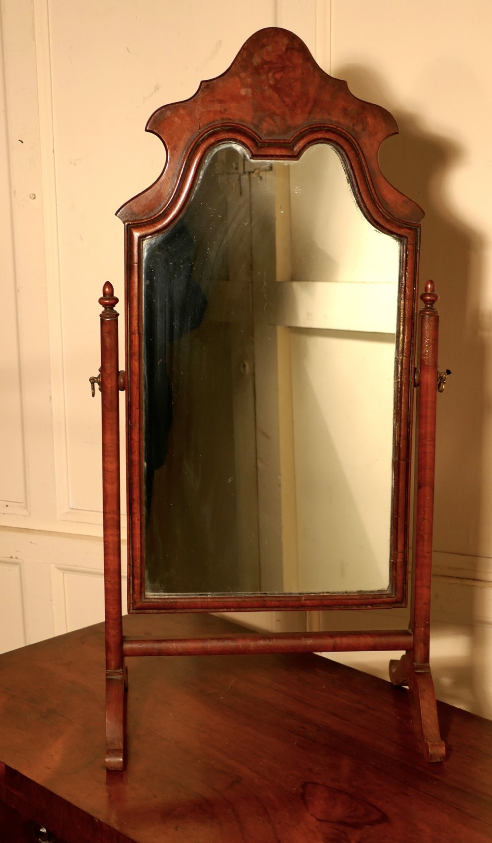 Charming Adam Style Walnut Swing Toilet or Dressing Table Mirror