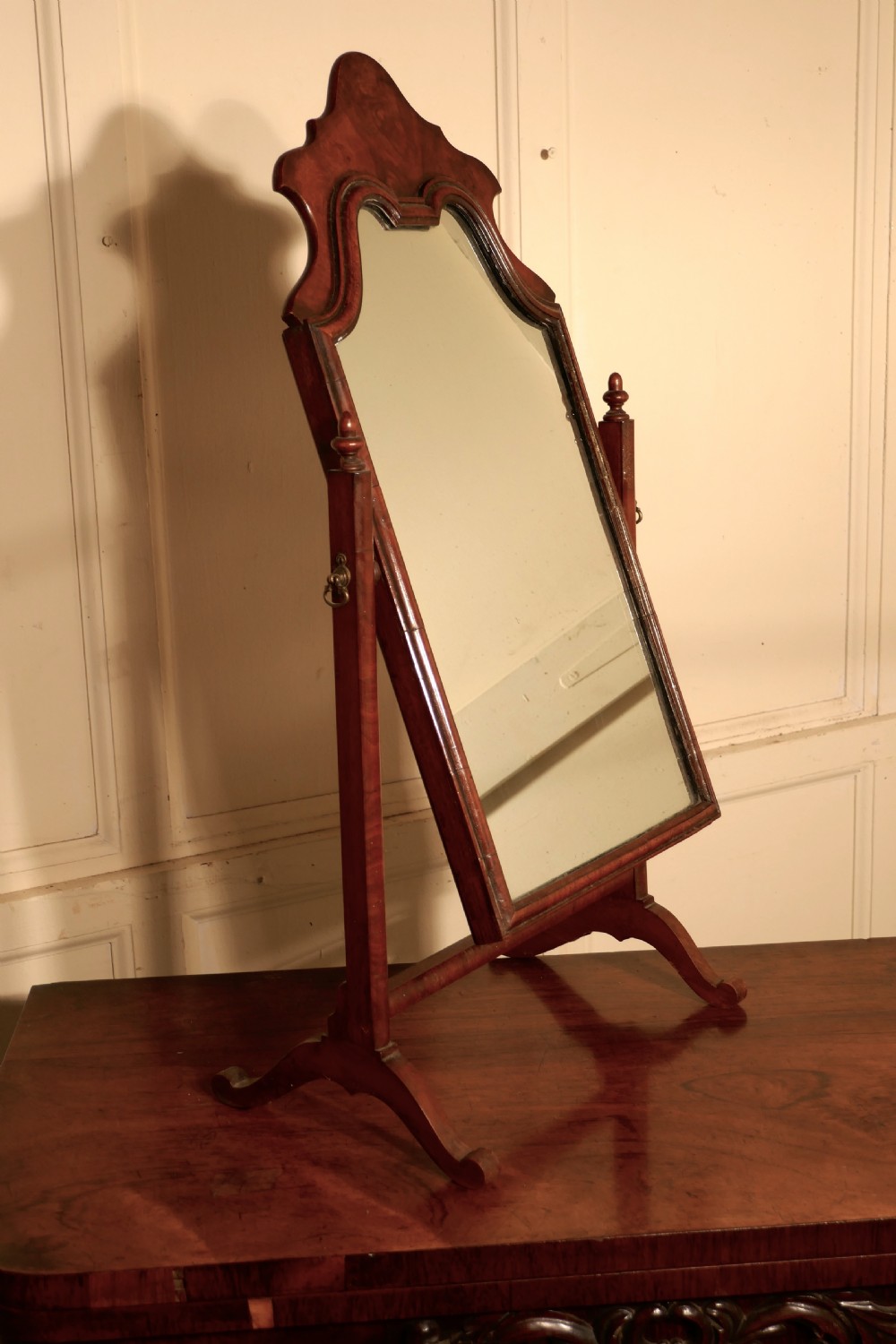 Charming Adam Style Walnut Swing Toilet or Dressing Table Mirror View II