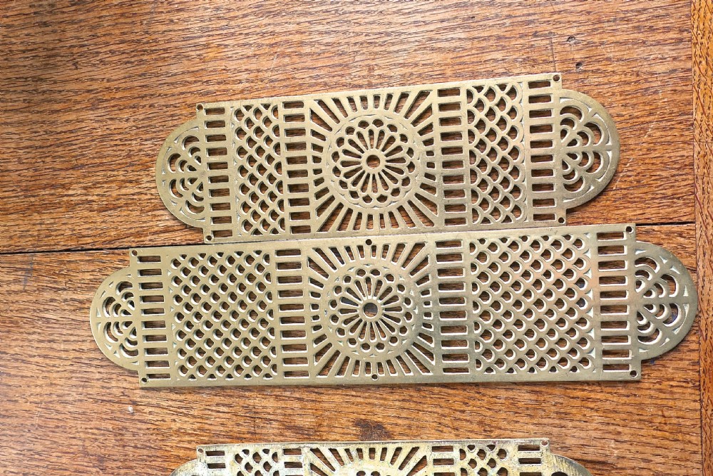 A Large Set of 19th Century pierced Brass Door Finger Plates  View II