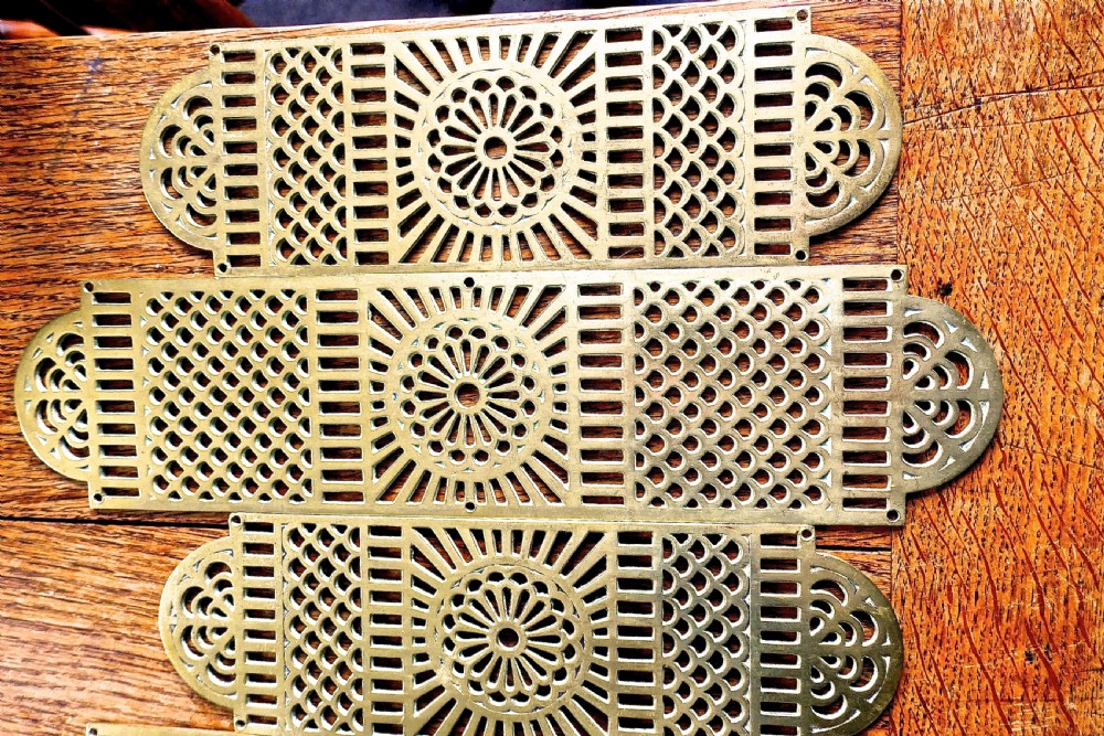 A Large Set of 19th Century pierced Brass Door Finger Plates  View VI