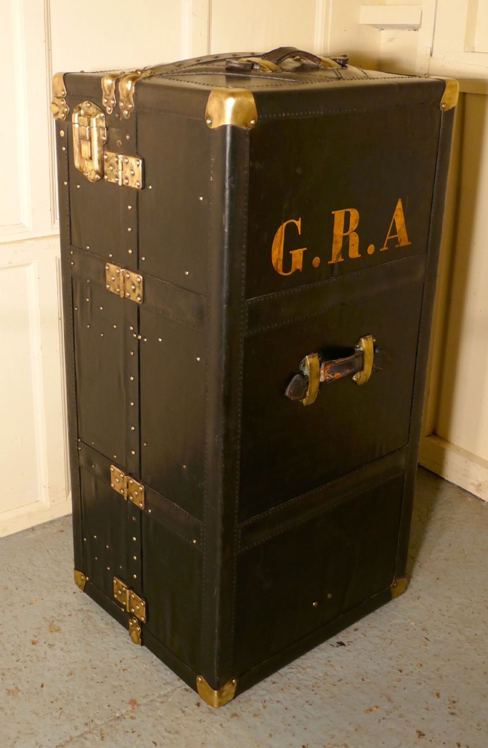 Fitted Steamer Trunk or Cabin Wardrobe, Portmanteau by Fichet