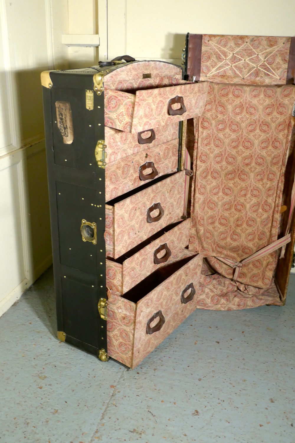 Fitted Steamer Trunk or Cabin Wardrobe, Portmanteau by Fichet View IV