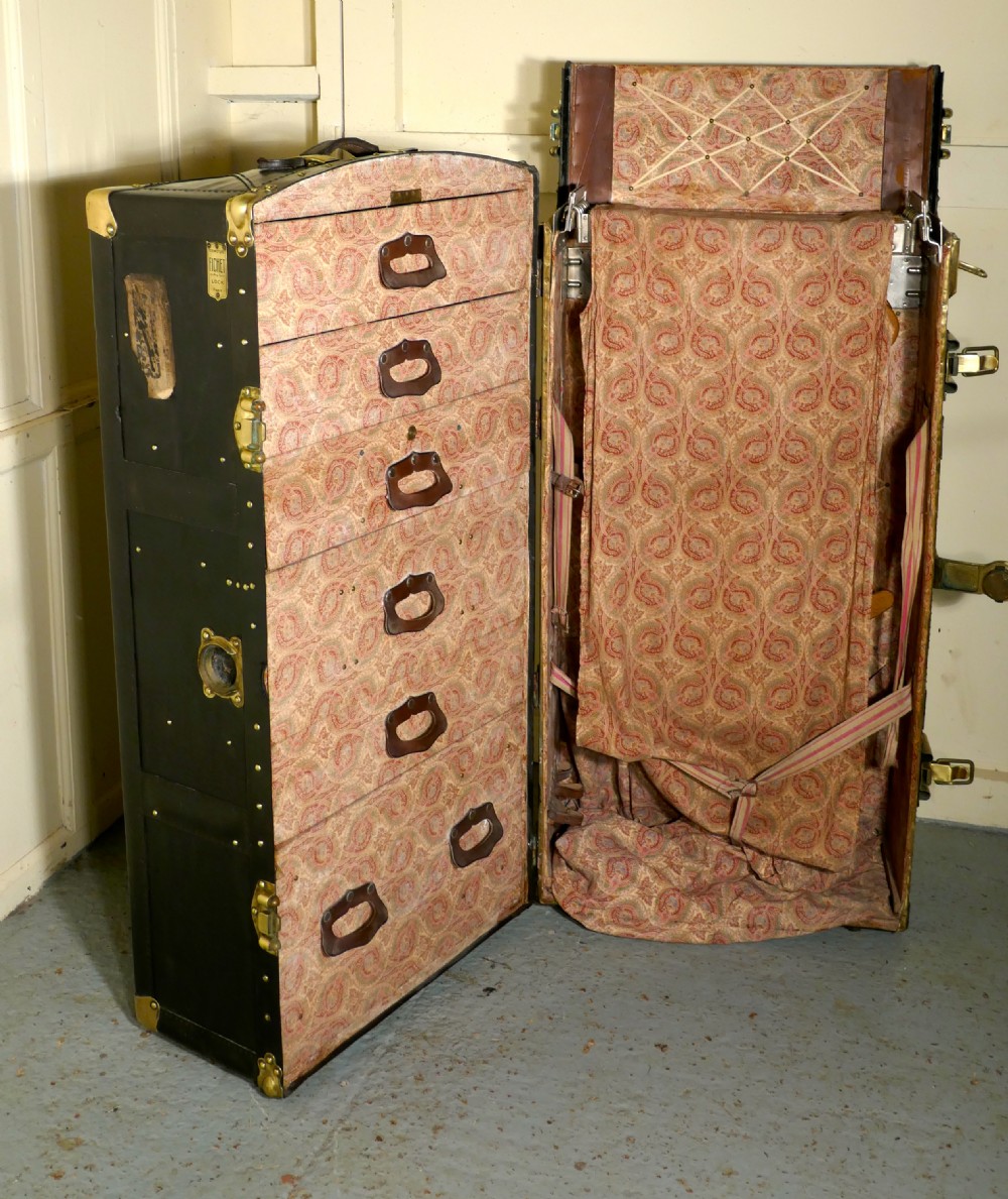 Fitted Steamer Trunk or Cabin Wardrobe, Portmanteau by Fichet View VI