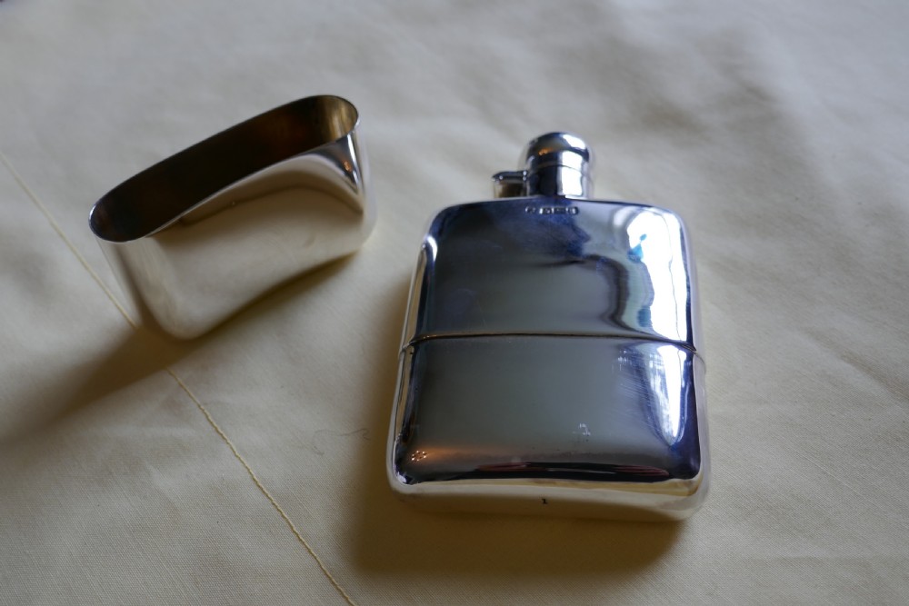 A Solid Silver Hall Marked Hip Flask and Cup by Stewart Dawson & Co, 1912 View V