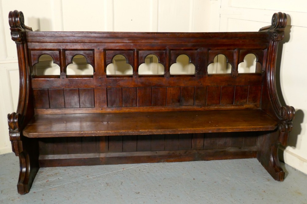 Victorian Gothic Carved Oak Pew  View VI