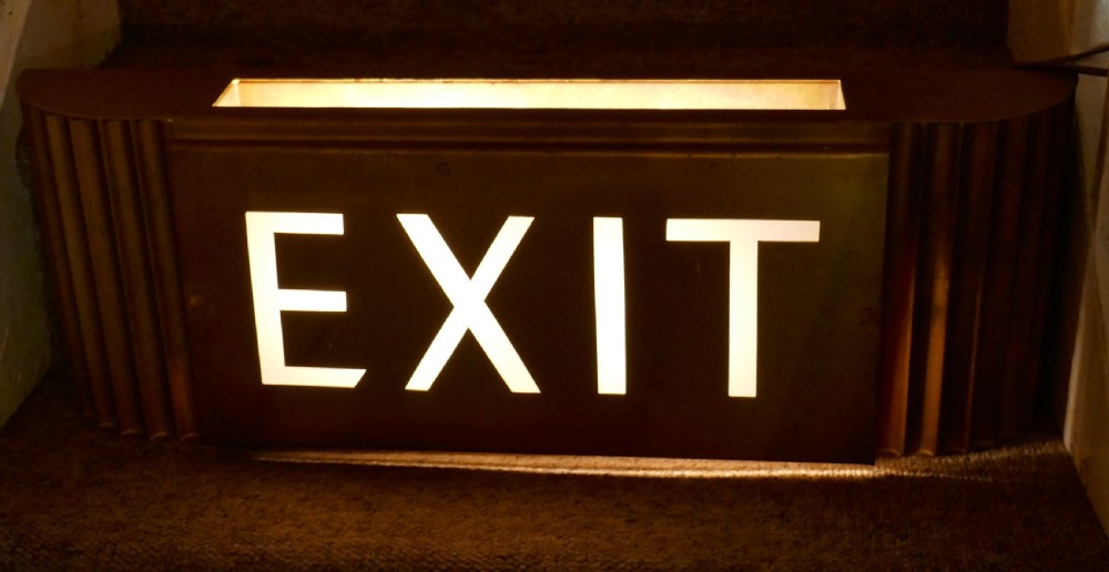Gold Odeon Cinema EXIT Sign Electric Light  View III