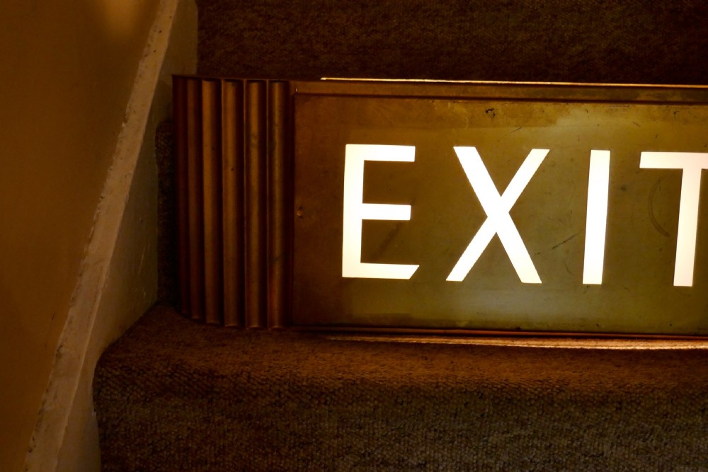 Gold Odeon Cinema EXIT Sign Electric Light  View V