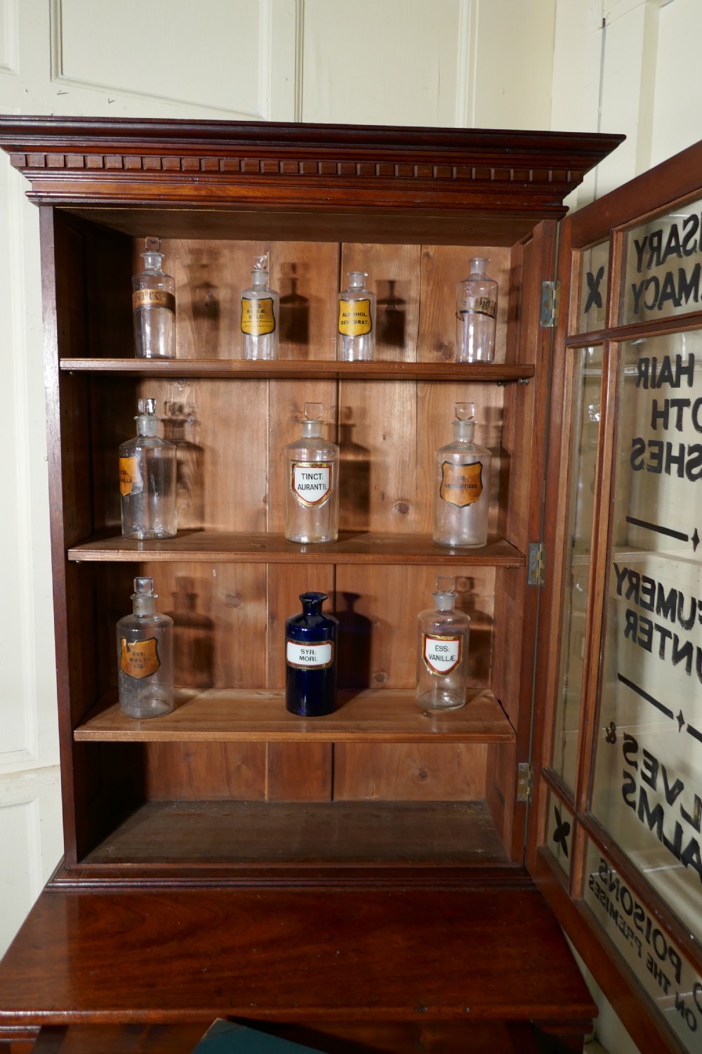Victorian Mahogany Sign Painted Chemist’s Cupboard  View XI