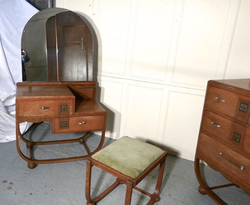 Art Deco Limed Oak Bedroom Suite by Heals View VI