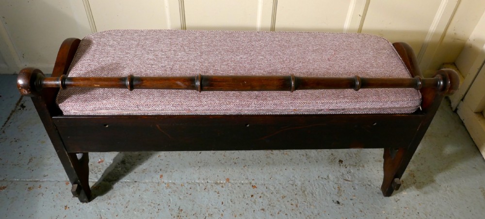 Carved Country Oak Window Seat or Hall Bench View IV
