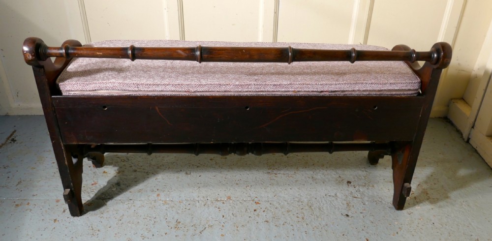 Carved Country Oak Window Seat or Hall Bench View VI
