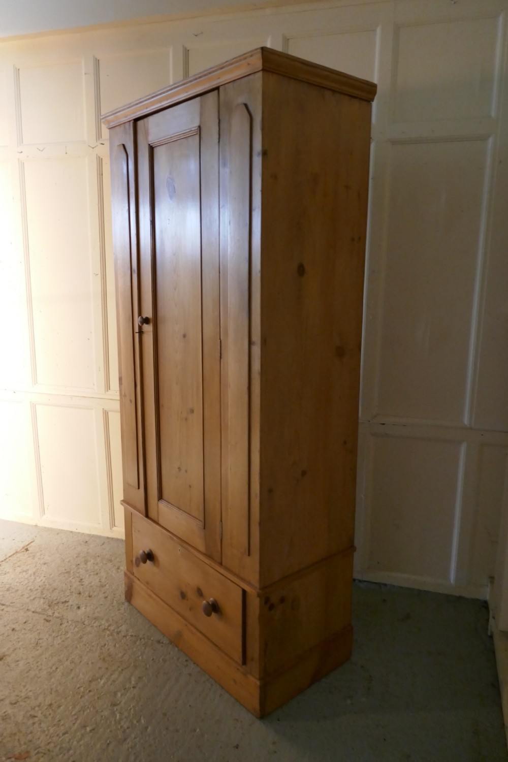A Victorian Stripped Pine Wardrobe