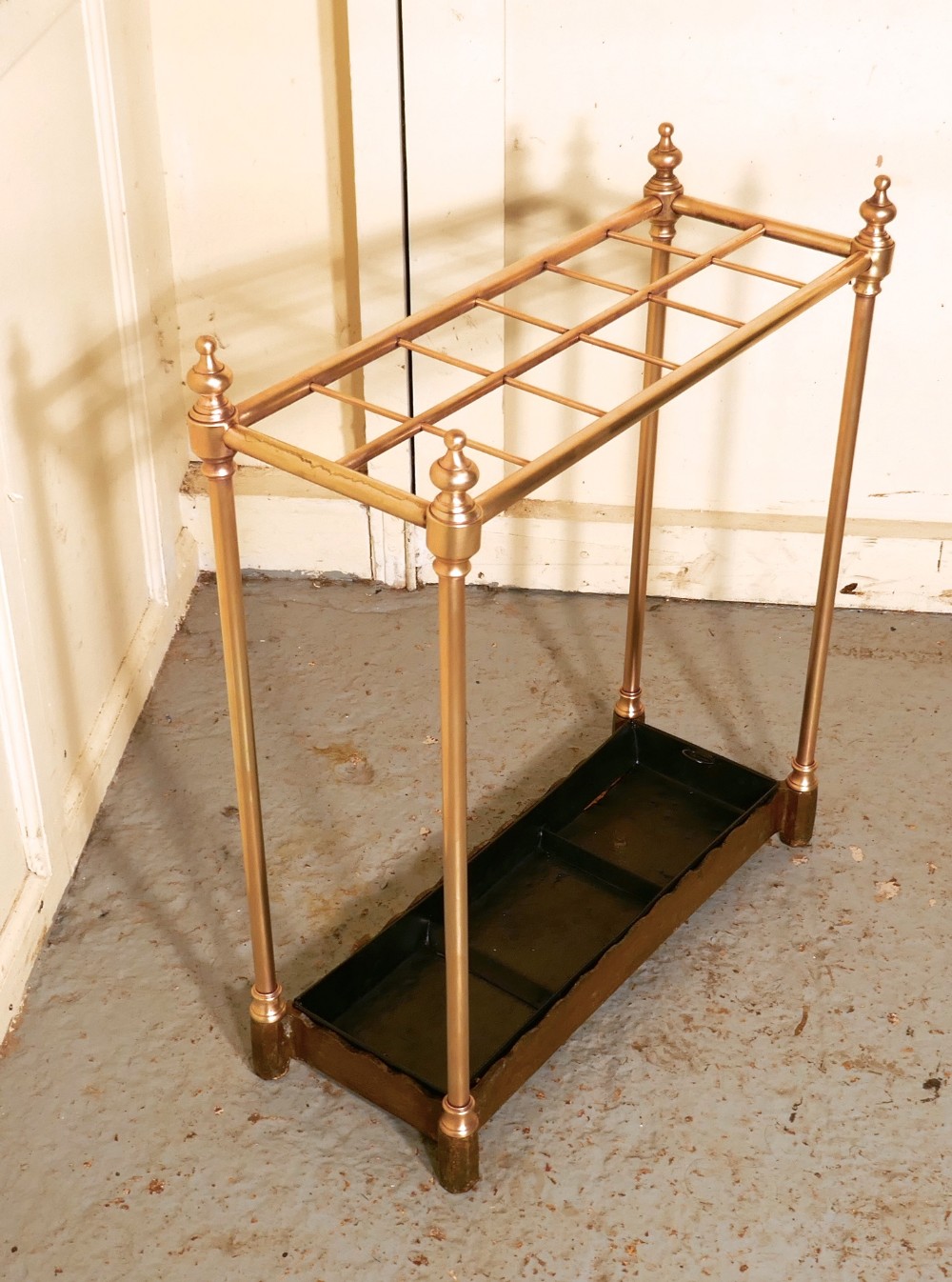 Large Victorian Brass and Cast Iron Walking Stick Stand or Umbrella Stand