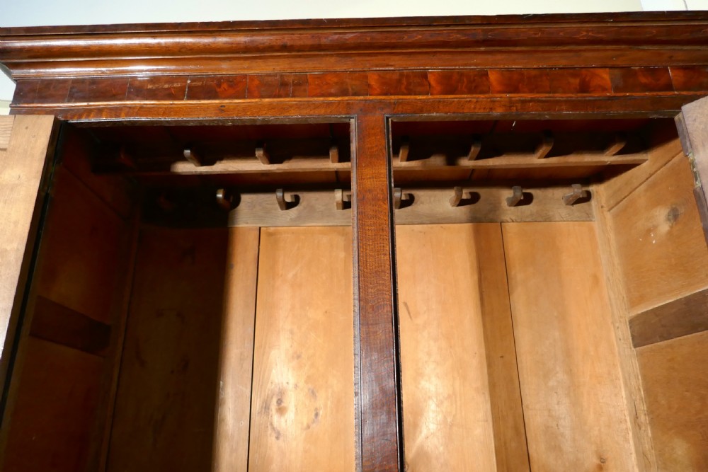 Georgian Inlaid Oak Housekeepers or Cloakroom Hanging Cupboard View III