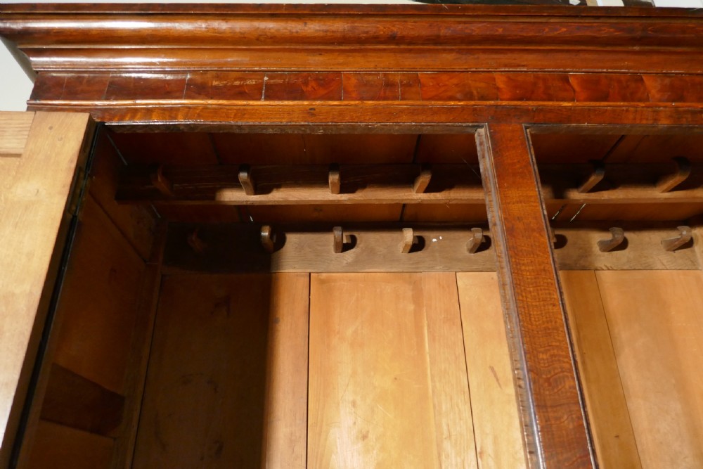 Georgian Inlaid Oak Housekeepers or Cloakroom Hanging Cupboard View IV