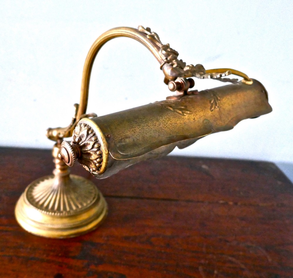 French Art Nouveau Brass Adjustable Desk Lamp  View VIII