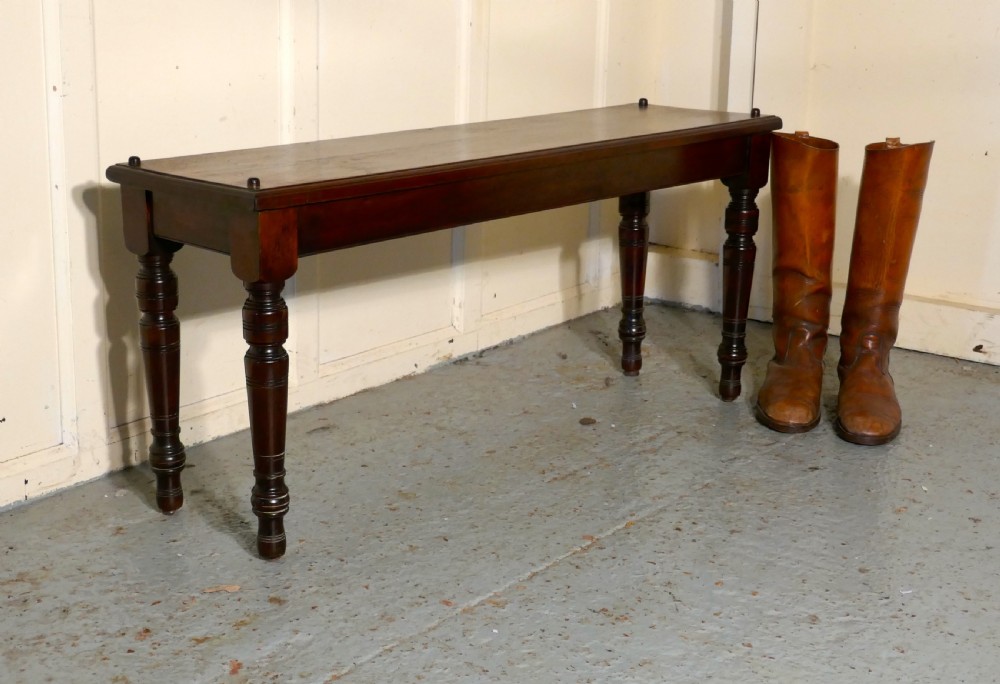A Superb Quality Long Mahogany Window Seat, Hall Bench View IX
