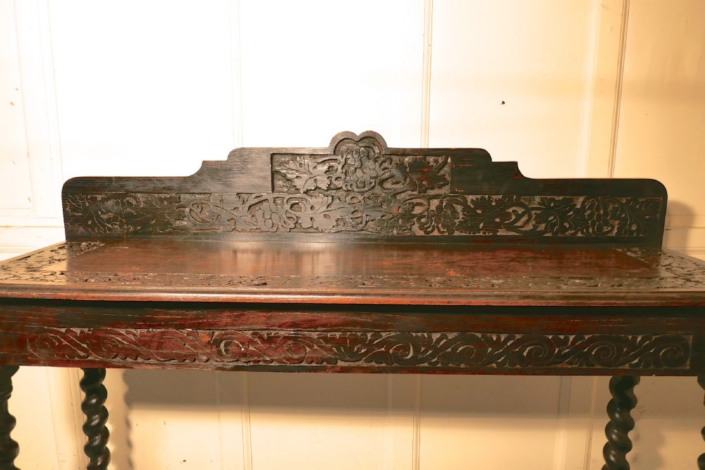 Gothic Carved Country Oak Hall Table View IV