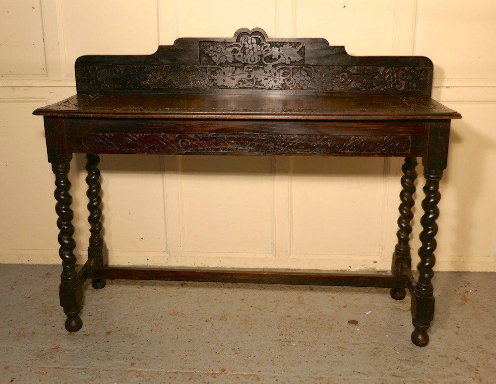 Gothic Carved Country Oak Hall Table View VII