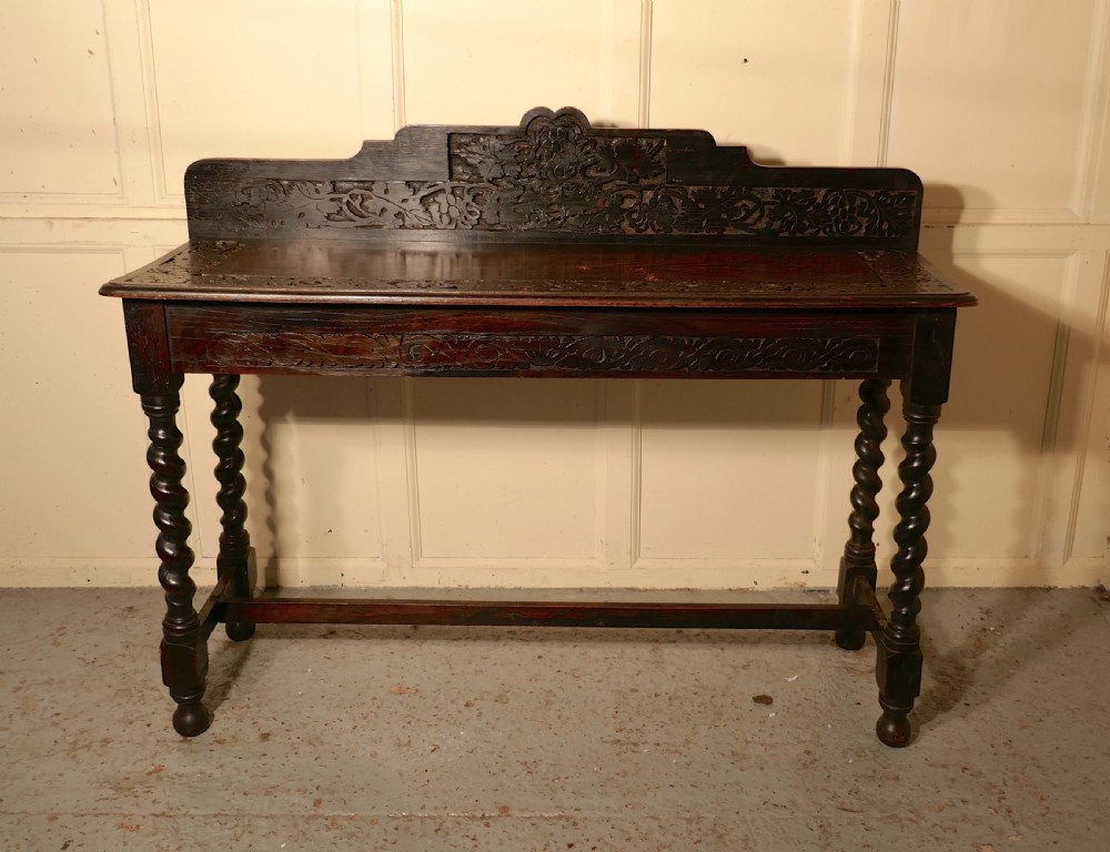 Gothic Carved Country Oak Hall Table View VIII