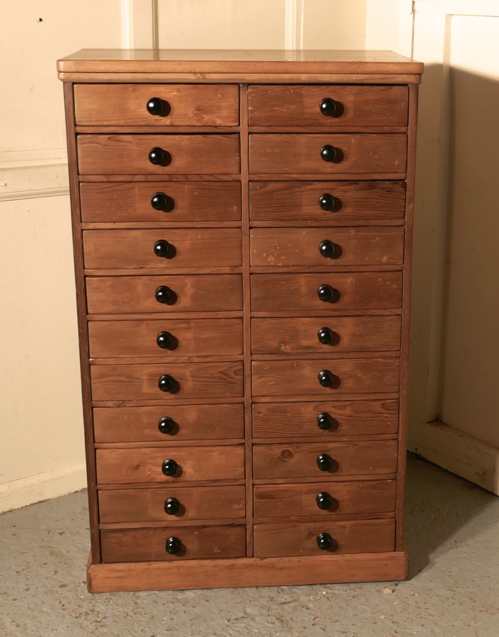 Victorian Pine Collectors Cabinet Filing Drawers