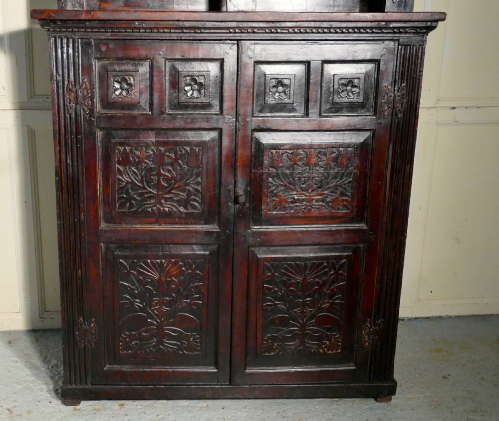 17th Century Antique Housekeepers Oak Bookshelf Cupboard View IX